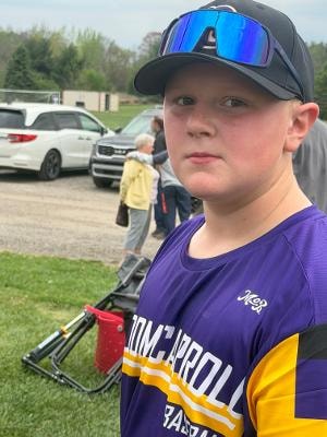 Brayden in his Bloom-Carroll baseball uniform